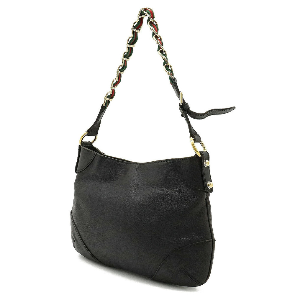 Gucci Leather Shoulder Black Bag Hobo Green Chain Red Sherry Green Red